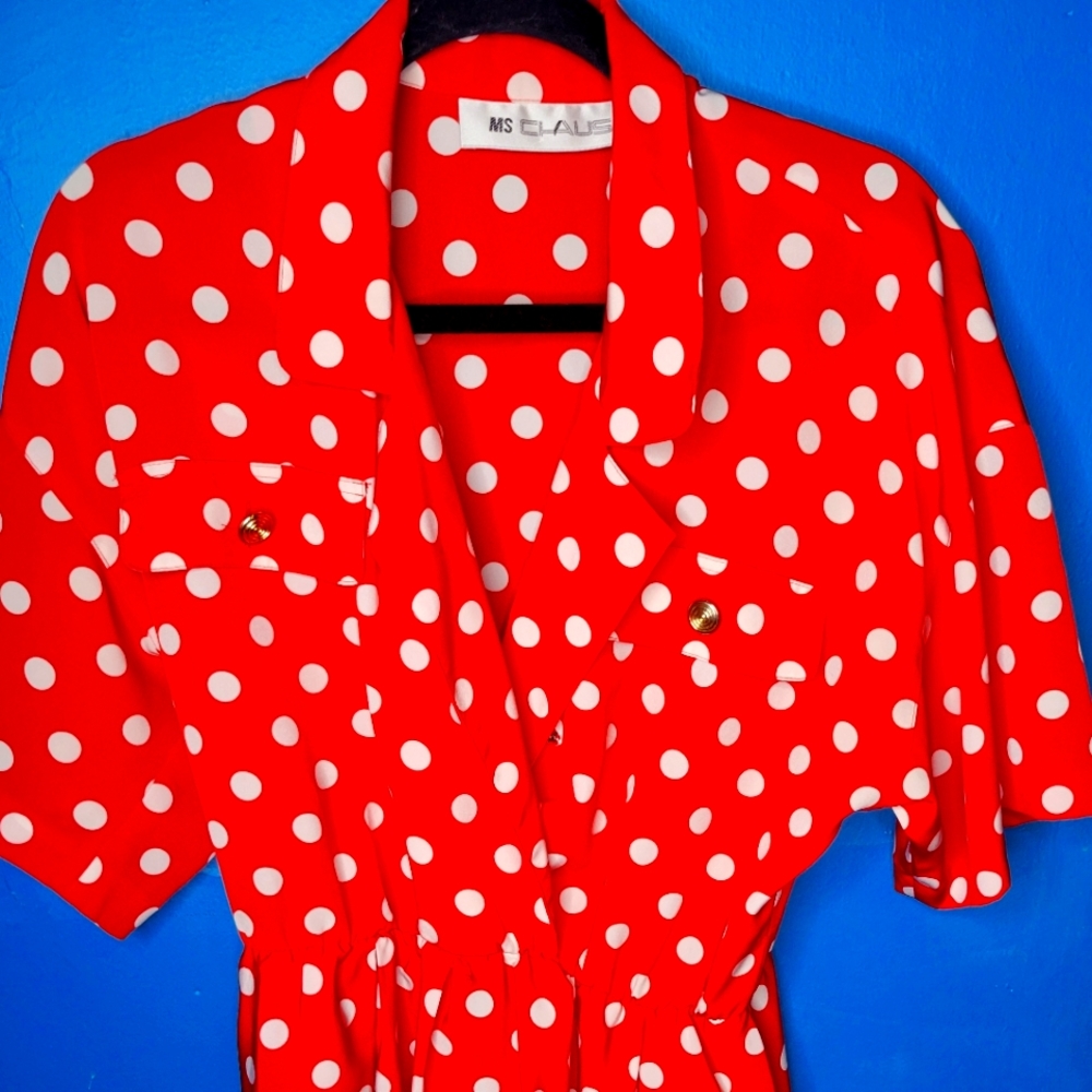Vintage 80s Ms. Chaus polka dot dress size 8